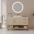 36 inch White Oak Solid Wood Bathroom Vanity Oval Vessel Sink Front Setup