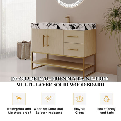 36 inch White Oak Vanity E0 Grade Eco Friendly Multi Layer Solid Wood Waterproof Moisture Proof