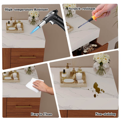 36 inch bathroom vanity faux marble countertop high temperature resistant scratch resistant easy clean non staining durability test