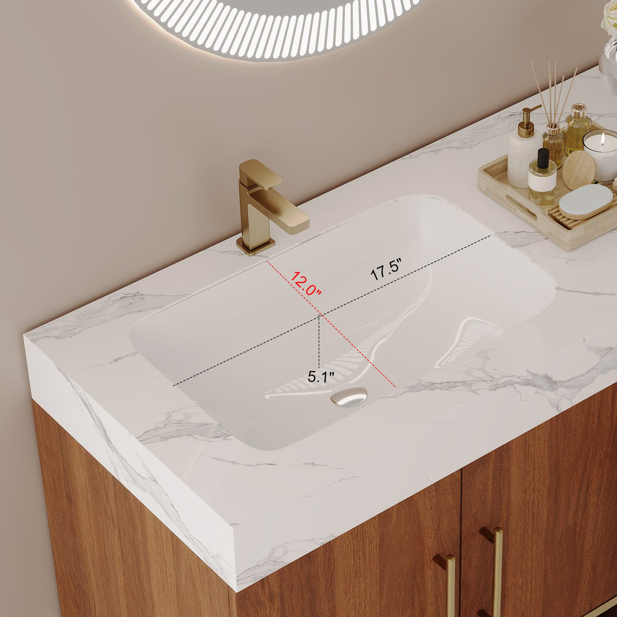 36 inch bathroom vanity left offset ceramic sink basin dimensions length width depth measurement on faux marble top