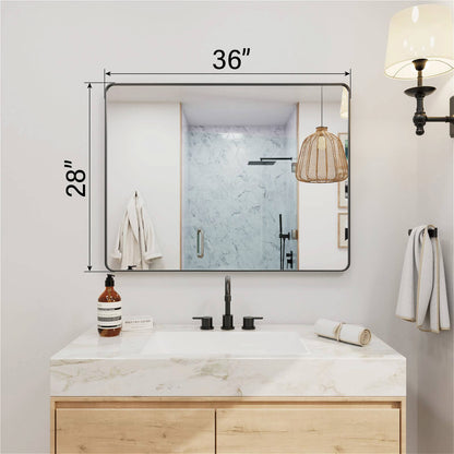 36 x 28 inches black framed rectangular bathroom mirror