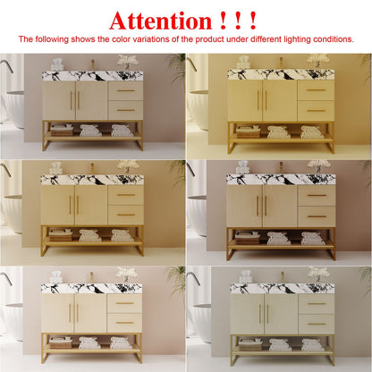 36in Oak Finish Bathroom Vanity Color Difference Notice Under Various Indoor Lighting Conditions