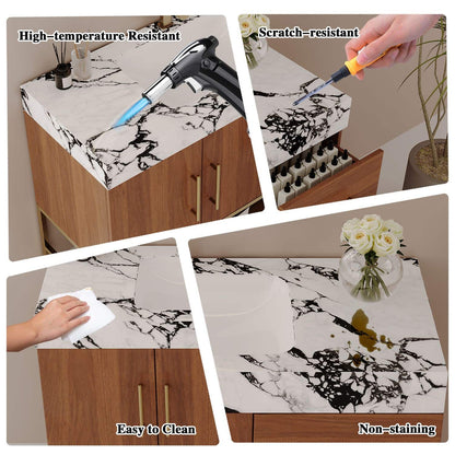 36in Wood Grain Bath Vanity Faux Marble Countertop High Temp Scratch Resistant Easy to Clean