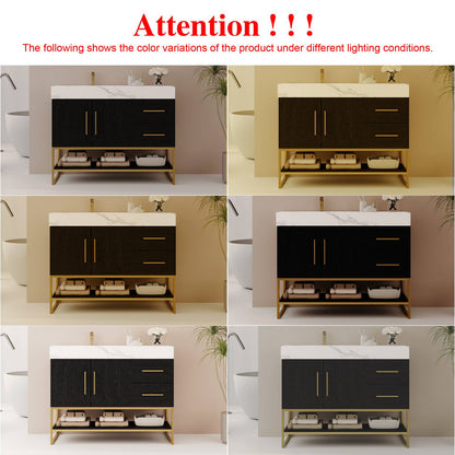 36in Black Bathroom Vanity Color Difference Notice Under Various Indoor Lighting Conditions