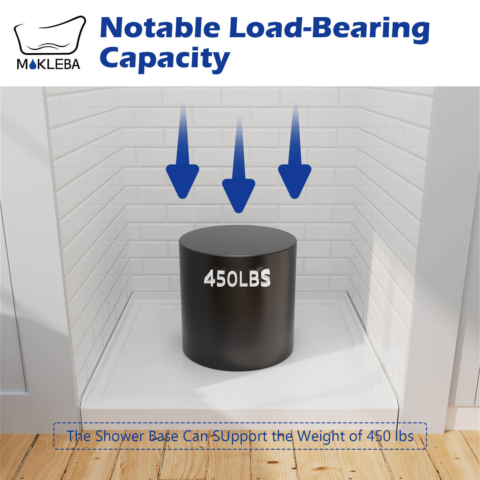 Mokleba 60" x 32" One-Piece White Shower Pan with Left Drain