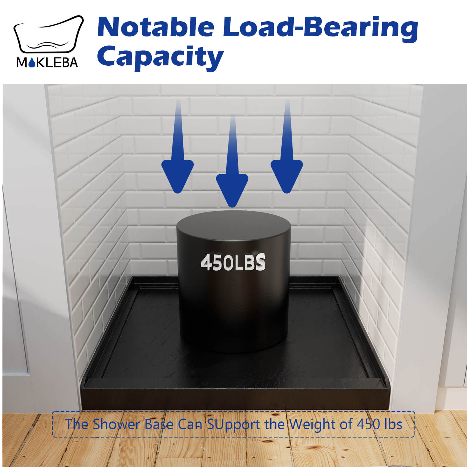 Mokleba 36" x 36" Black Acrylic Shower Base with Center Drain