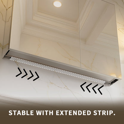 Close-up of the mirror cabinet support strip.