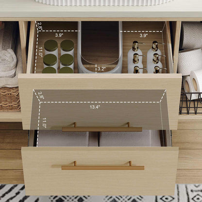 38 inch Floating Bathroom Cabinet U-Shaped Drawer Internal Dimensions