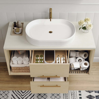 38 inch Wall-Mounted Vanity Open Double Drawers Storage Capacity View