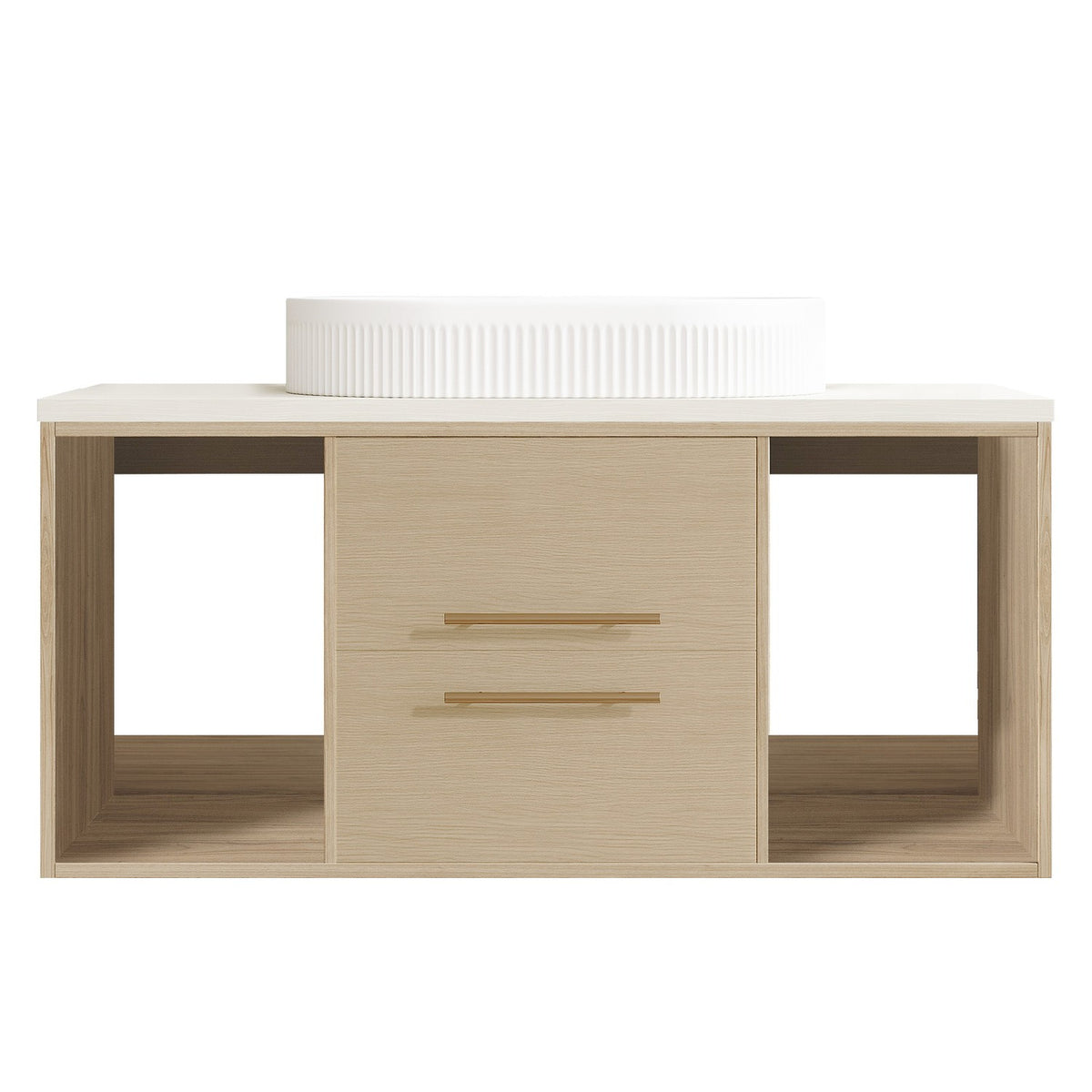 38 inch Wall-Mounted Vanity with White Oval Vessel Sink Studio Isolated View