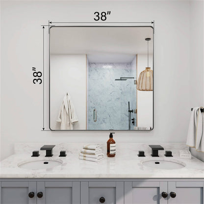 38 x 38 inches large square black framed bathroom mirror