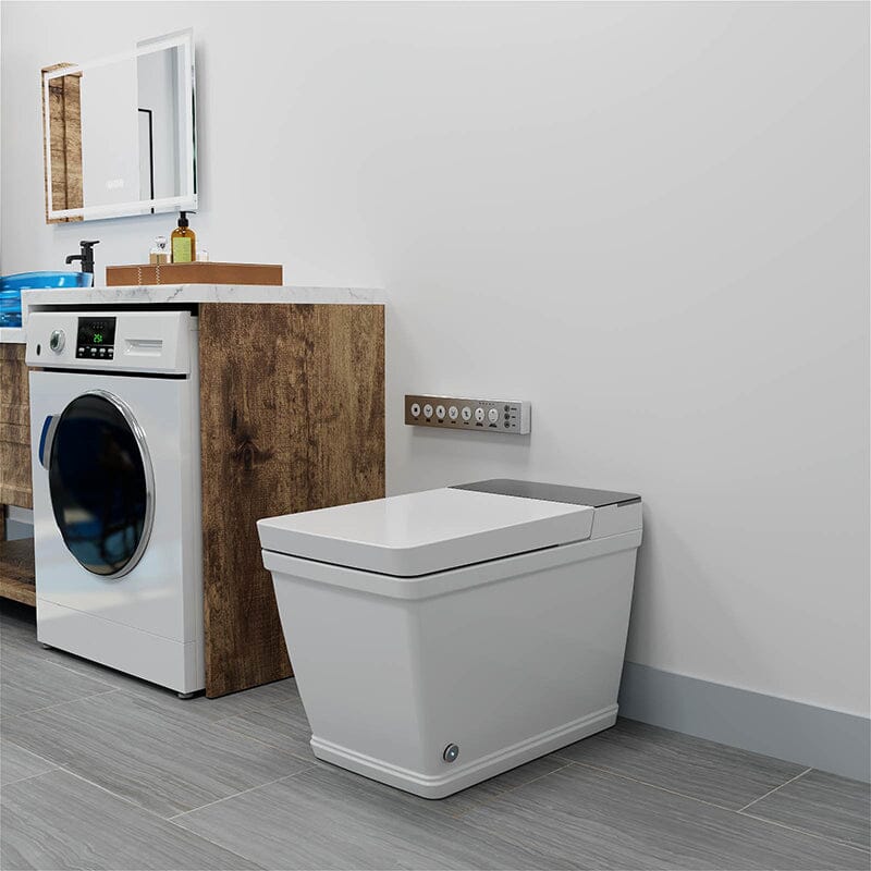 Modern Floor Mounted Square Smart Toilet with Remote Control and Automatic Cover