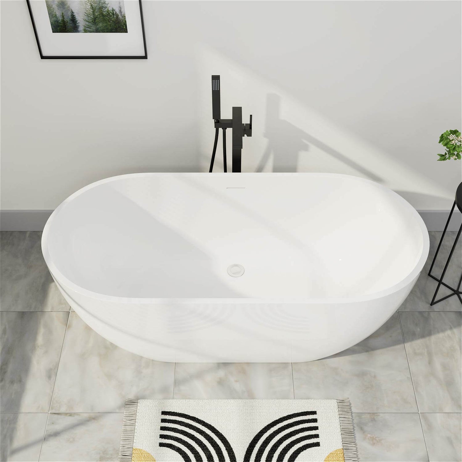 178x58 cm ovale Acryl-Badewanne freistehend