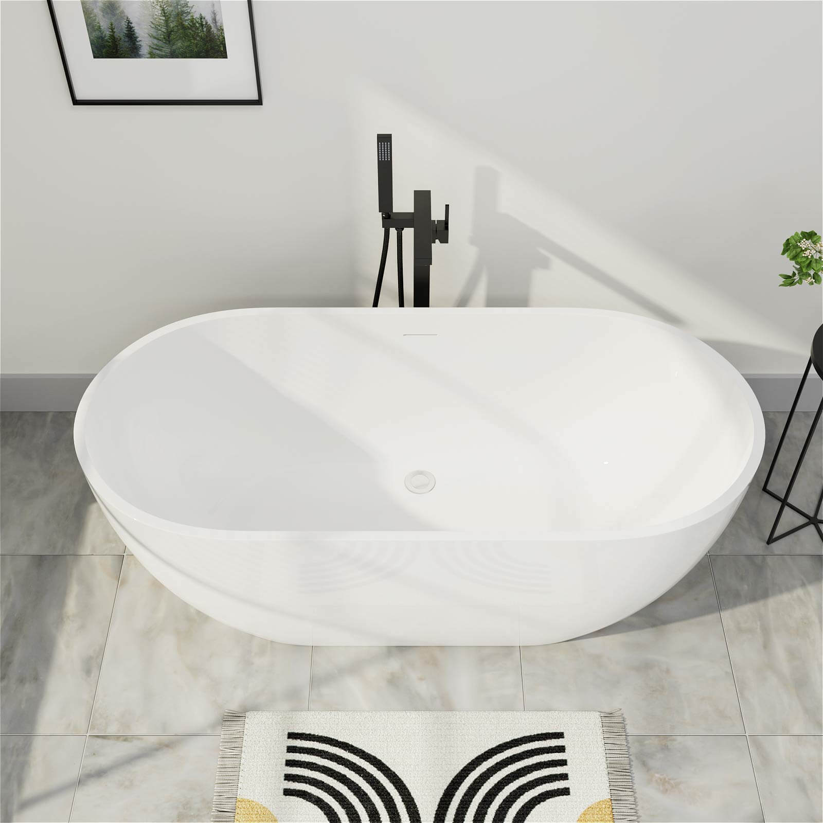 178x58 cm ovale Acryl-Badewanne freistehend