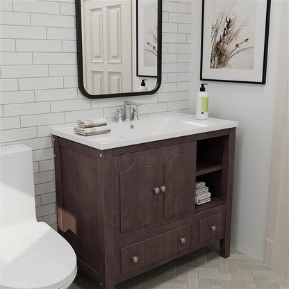 Freestanding bathroom vanity with a clean, elevated design