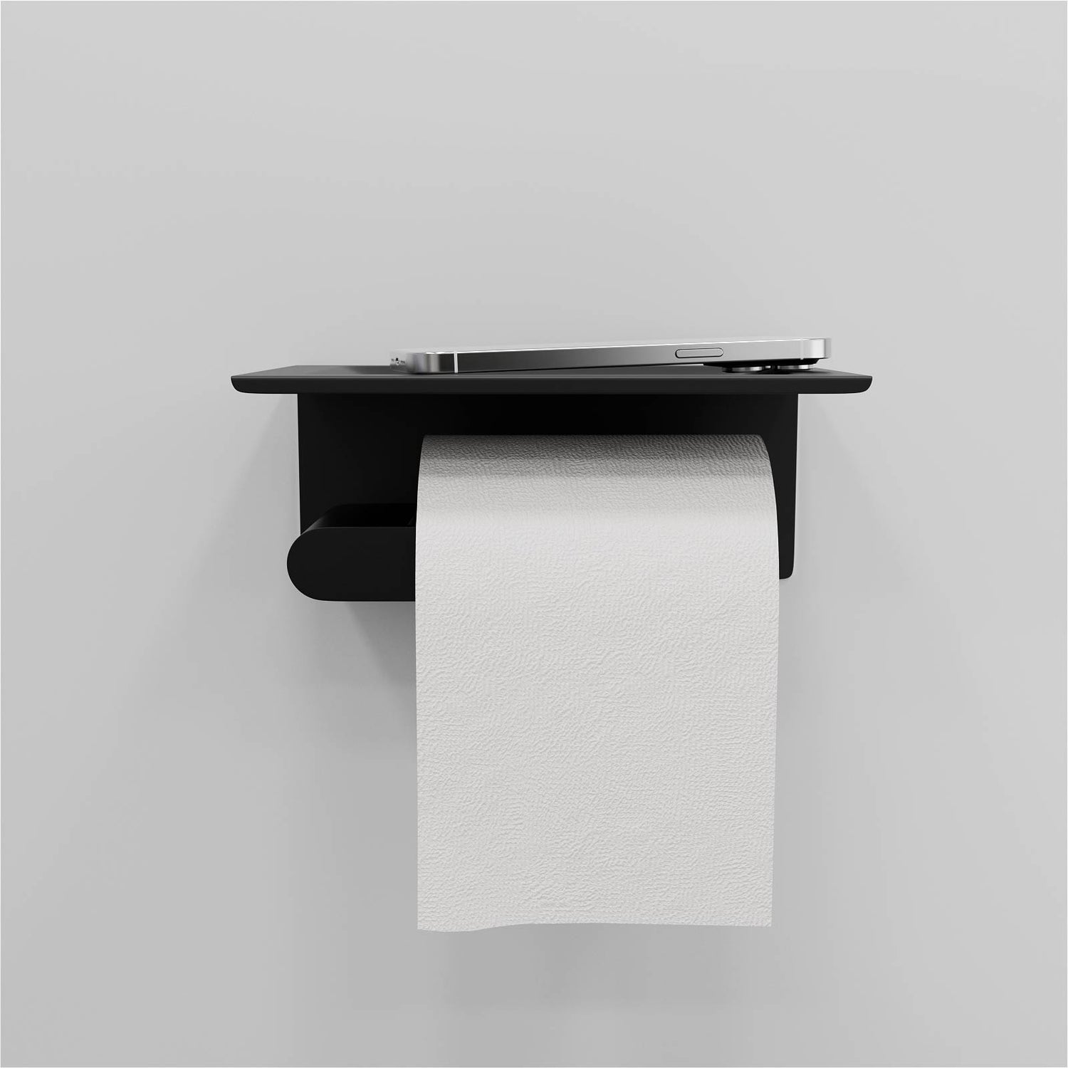 Matte Black Toilet Brush and Toilet Paper Holder Set