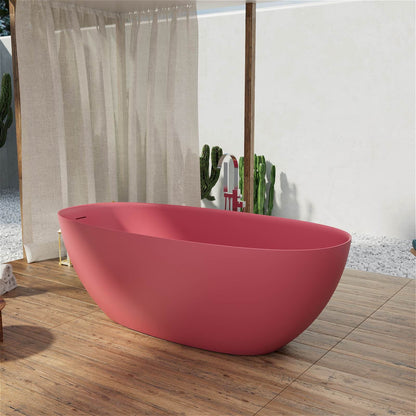 Pink Stone Resin Freestanding Bath tub Oval Shaped