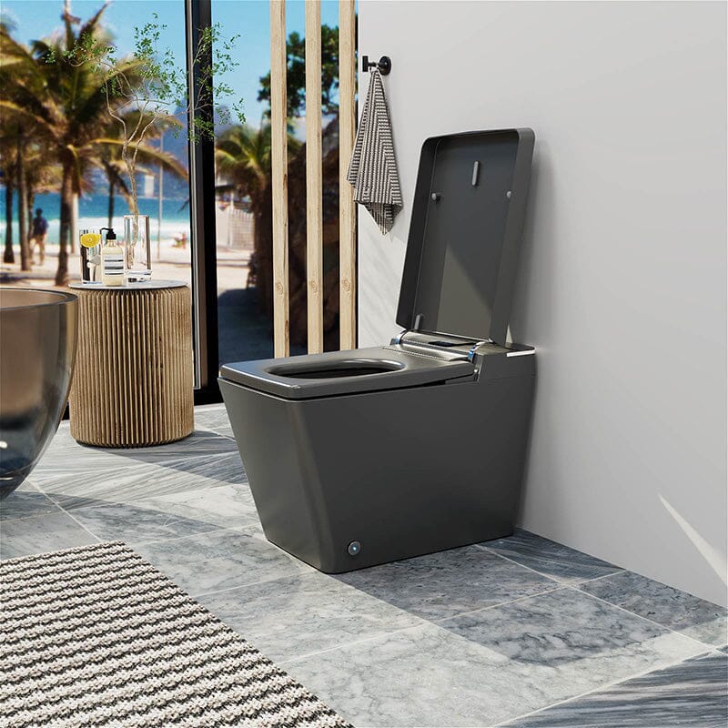 One-Piece Floor Mounted Square Smart Toilet with Remote Control and Automatic Cover