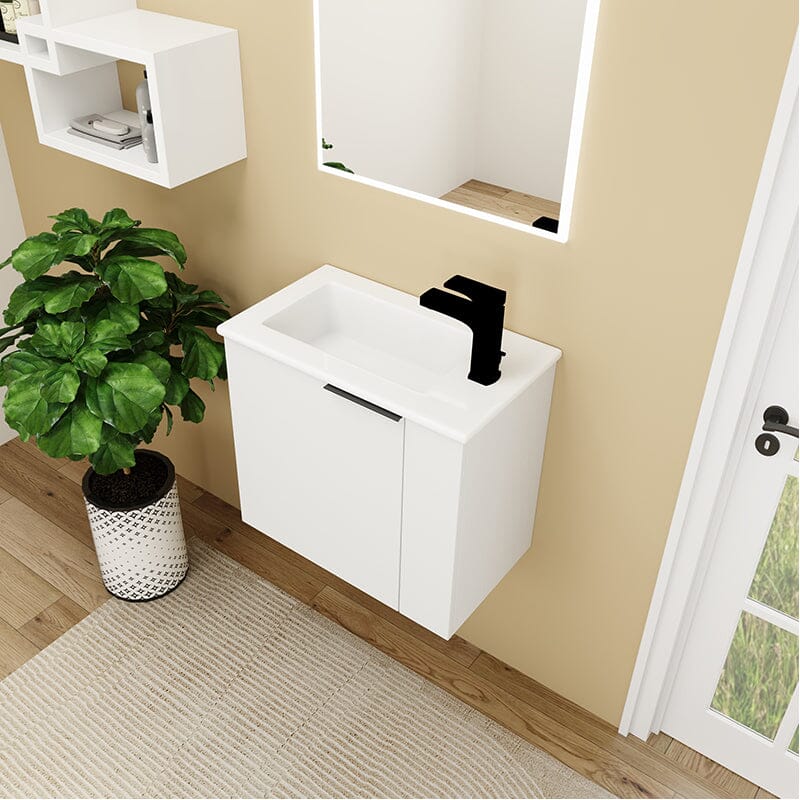22 Inch Small Bathroom Vanity Cabinet with Sink Float Mounting Design, Soft Close Door