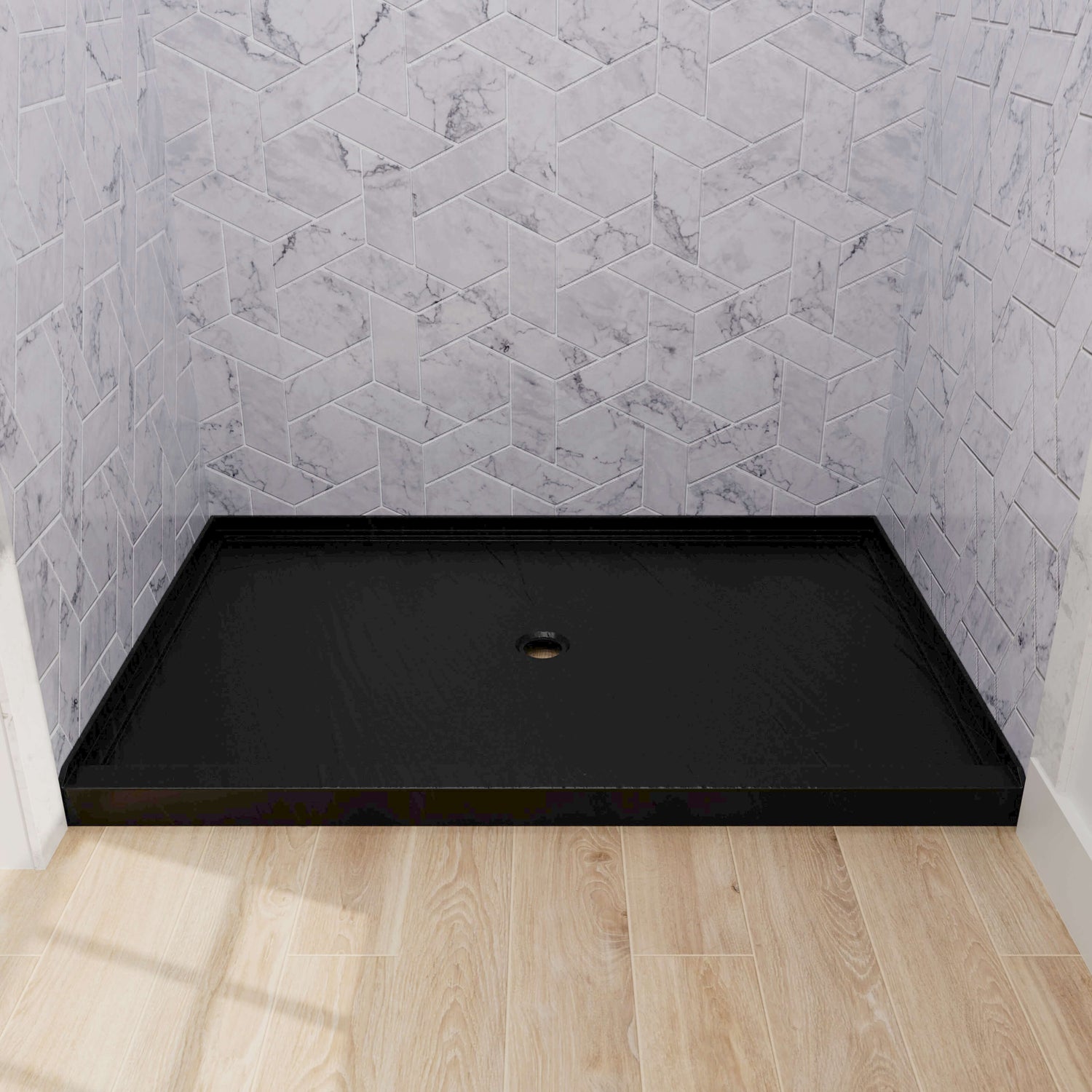 sturdy 48x32 inch black single threshold shower tray
