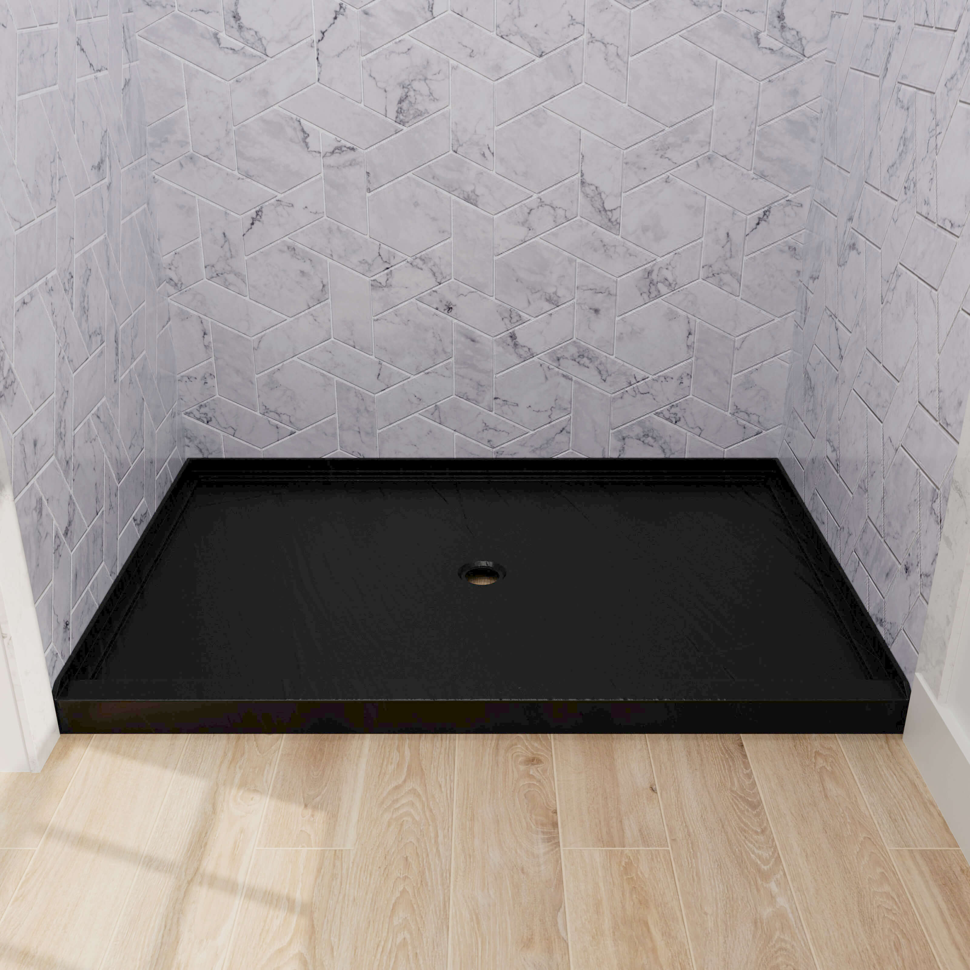 sturdy 48x32 inch black single threshold shower tray