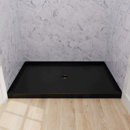 sturdy 48x32 inch black single threshold shower tray