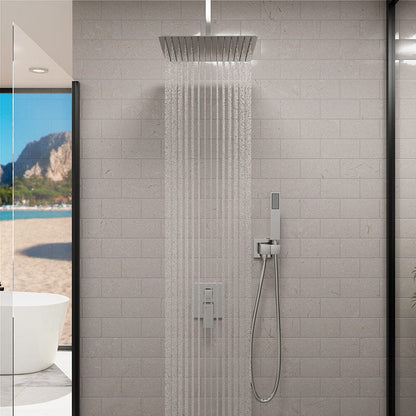 12&quot; Ceiling Mounted Square Shower Systems with Head Shower &amp; Hand Shower Combo Set