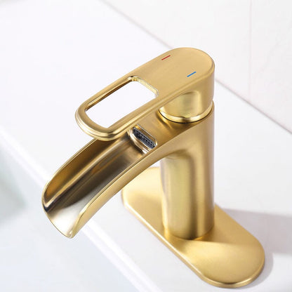 Waterfall Single Hole Single-Handle Bathroom Sink Faucet with Pop-up Drain Assembly