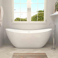 62'' Acrylic Double Slipper Freestanding Soaking Bathtub Glossy White