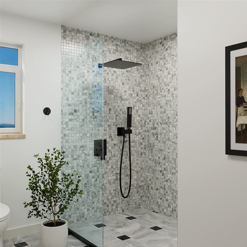 10&quot; Wall Mount Square Shower Systems with Head Shower &amp; Hand Shower Combo Set