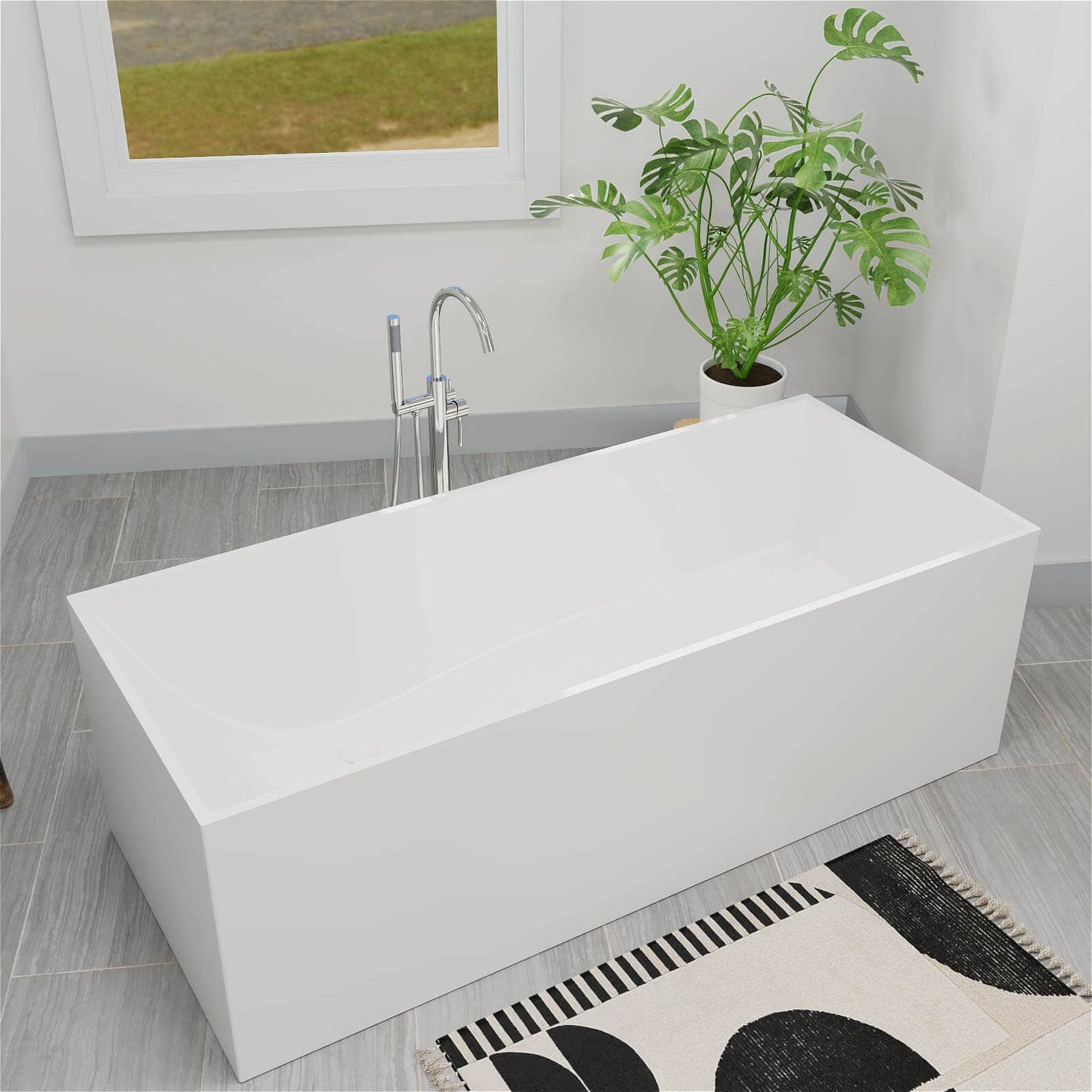 Ergonomic Bathtub Rectangular and Freestanding design