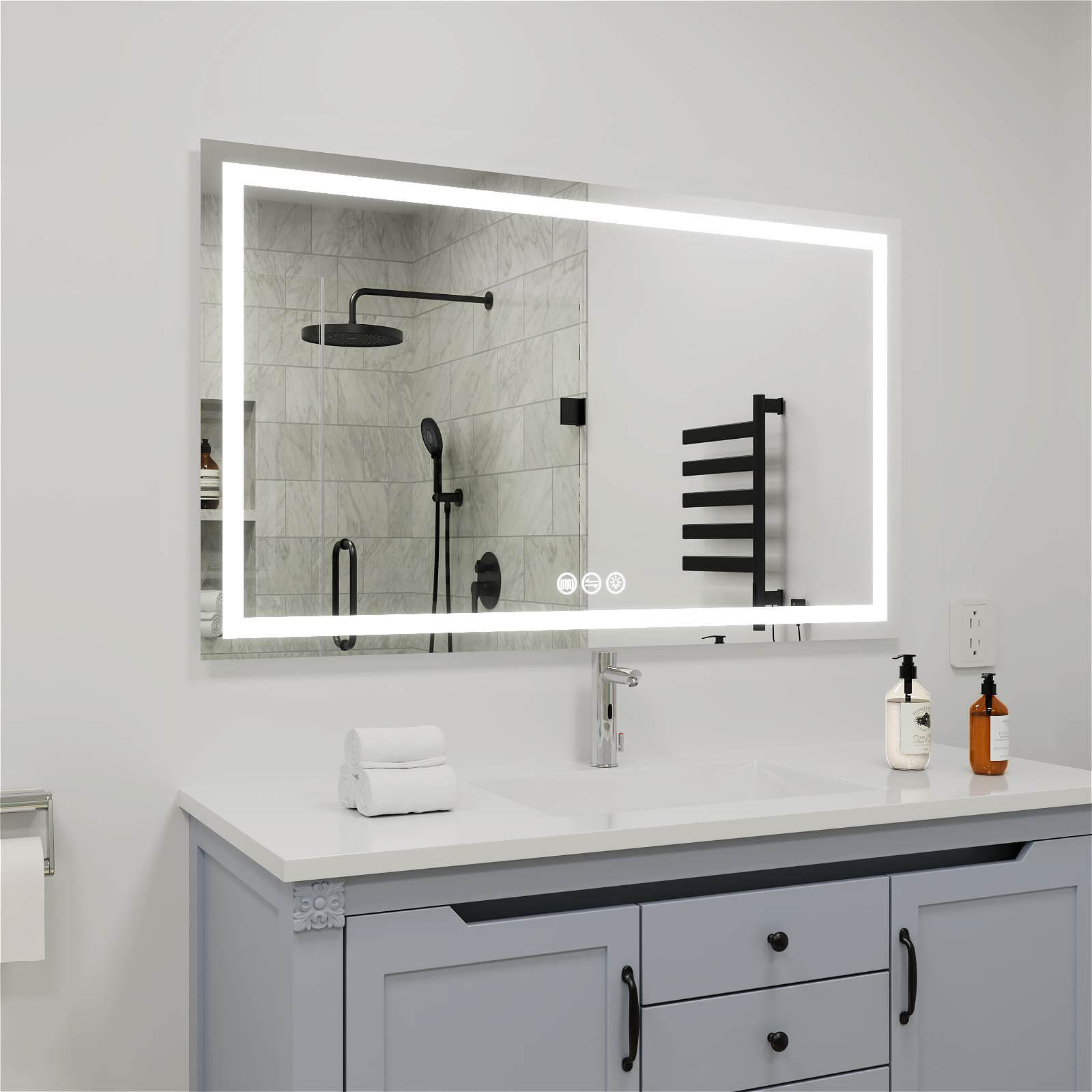 72&quot; x 36&quot; Rectangular Frameless LED Lighted Wall Mount Bathroom Vanity Mirror with Memory Function