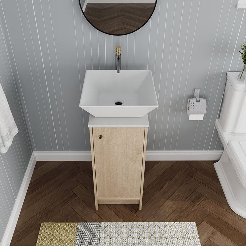 16-inch Freestanding Bathroom Vanity Square Sink With Soft-close Doors And Shelves