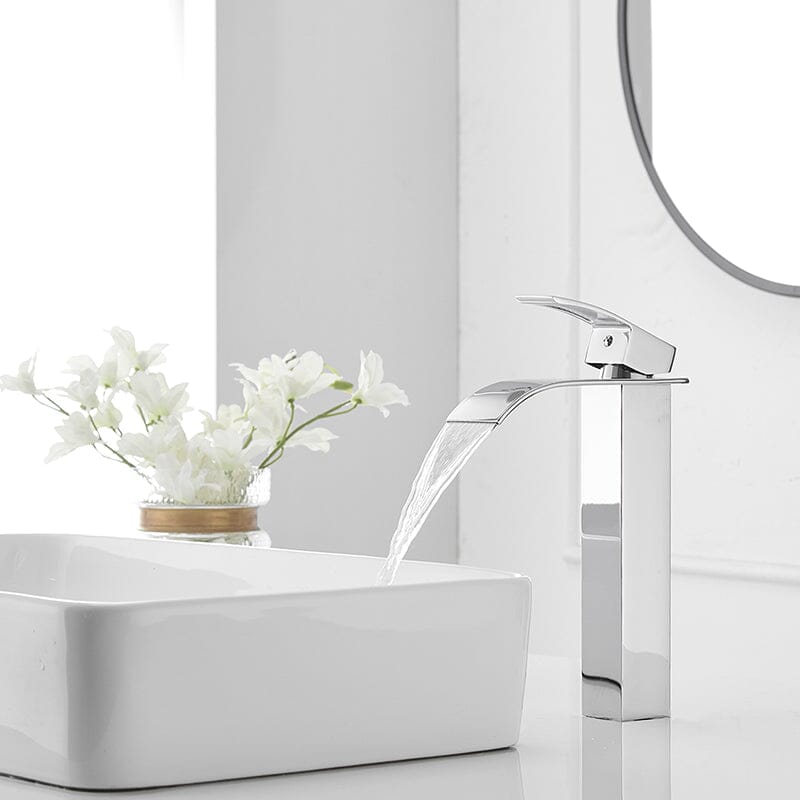 Waterfall Single Hole Single Handle Bathroom Sink Faucet With Pop-up Drain Assembly