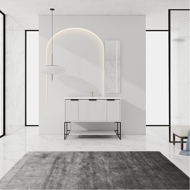 48 Inch Freestanding Bathroom Vanity with Stone Resin Basin, Large Storage Space