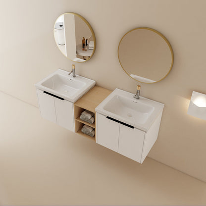 Giving Tree 60&quot; Wall-mounted Bathroom Vanity with Sink and Storage Shelves