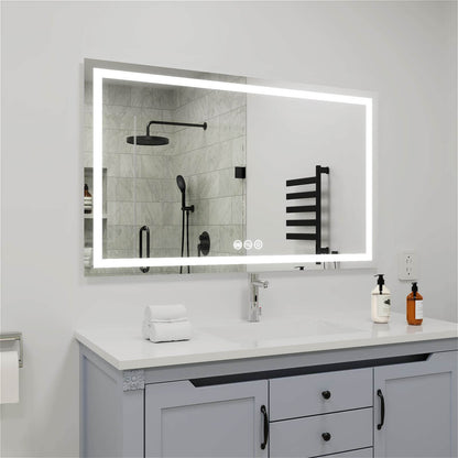 60&quot; x 36&quot; Rectangular Frameless LED Lighted Wall Mount Bathroom Vanity Mirror with Memory Function