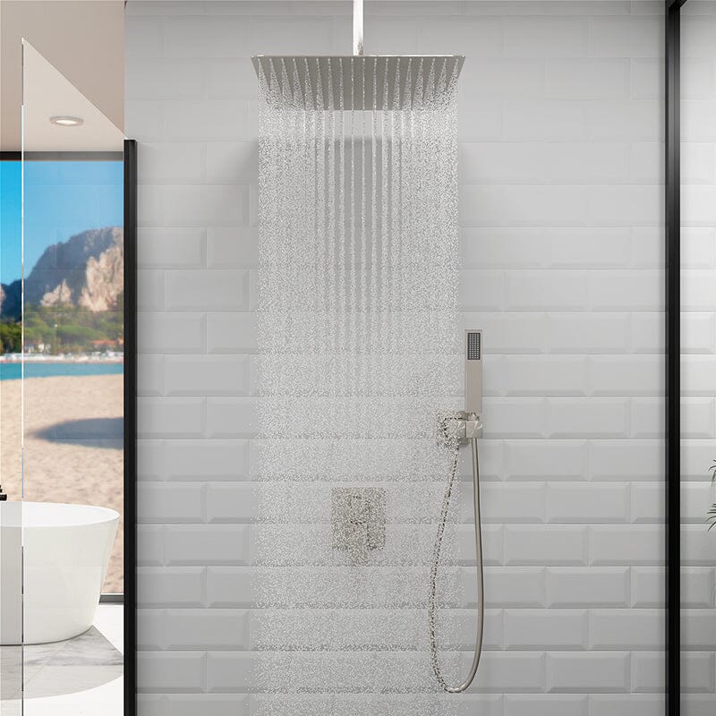 16&quot; Ceiling Mount Square Shower Set with Head Shower &amp; Hand Shower Combo Set