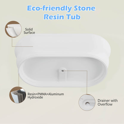 67" Matte White French Vintage Freestanding Pedestal Tub in Solid Surface