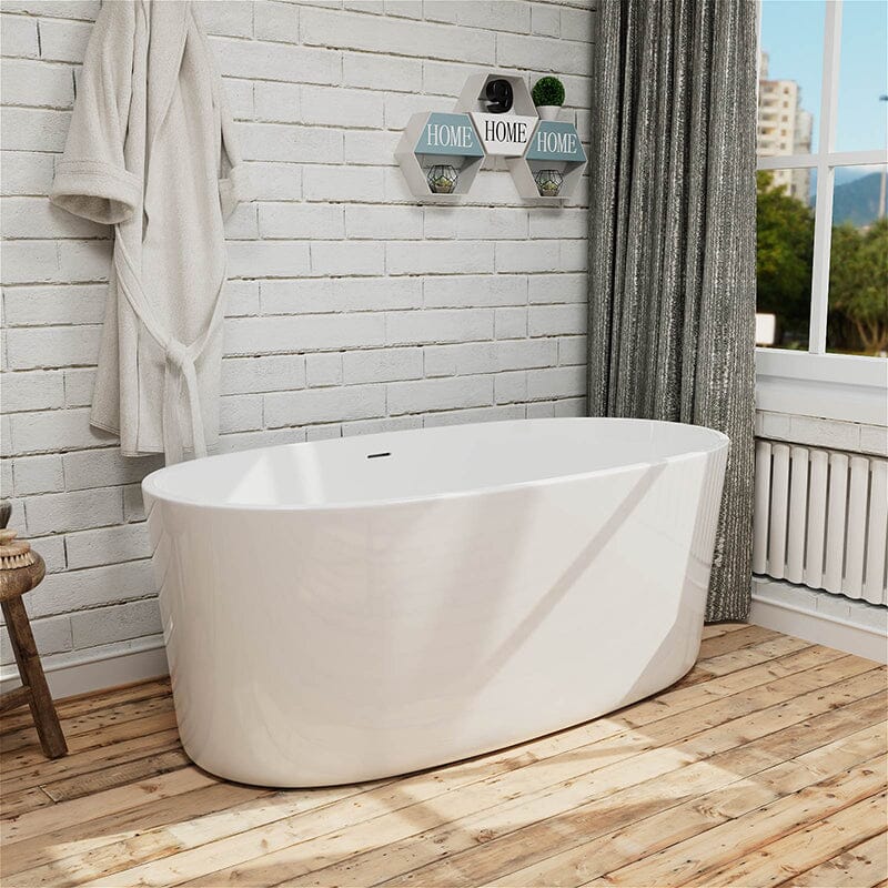 Giving Tree 59&quot; Acrylic Modern Bathtub Oval Shape Freestanding Soaking Tub