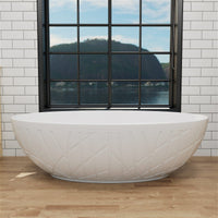 67'' Large Oval Tub Solid Surface Stone Resin Freestanding Soaking Bathtub