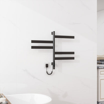 Heated Towel Racks for Bathroom, 180° Rotating Wall Mounted Towel Warmer with Flat 5 Bar
