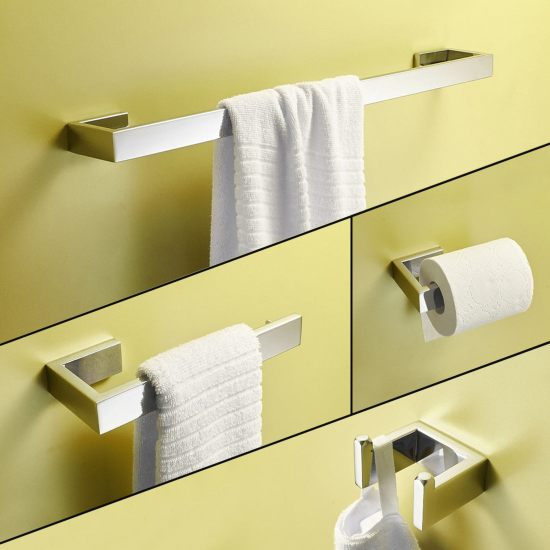 4-Piece Bathroom Hardware Set with 24 Inch Adjustable Towel Rack