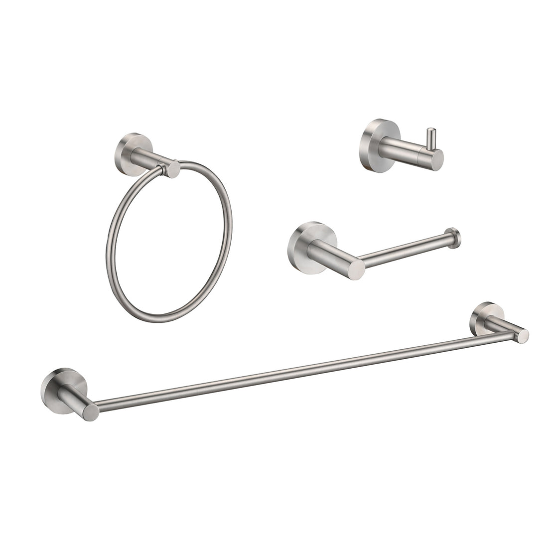 4-Piece Wall-Mounted Brushed Nickel Bathroom Hardware Set