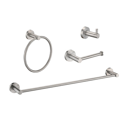 4-Piece Wall-Mounted Brushed Nickel Bathroom Hardware Set