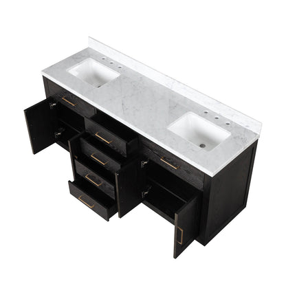 72&quot; Black Oak Bathroom Vanity with Toe Kick