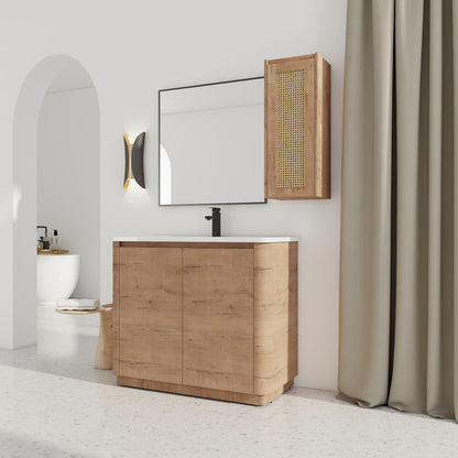 40-inch Freestanding Bathroom Vanity with White Ceramic Sink and 12 inch Wall-Mounted Cabinet