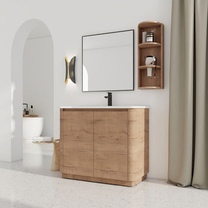 40-inch Freestanding Bathroom Vanity with White Ceramic Sink and 12 inch Wall Storage Cabinet