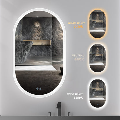 40 In Touch Control Oval Mirror with LED Anti-Fog