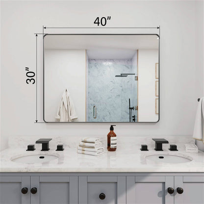 40 x 30 inches oversized black framed rectangular bathroom mirror